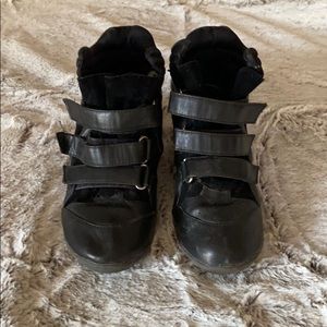 Black spike wedge sneakers